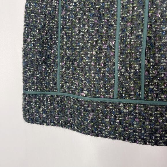 J Crew Size 4 Green Black Moss Tweed Mini Skirt in Evergreen Wool Blend Lined - Picture 5 of 7
